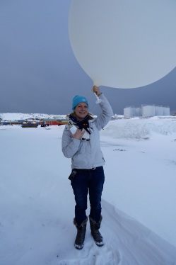 Bryony releases the weather balloon